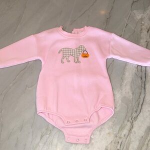 Pink Halloween Sweatshirt Romper with Dog Design